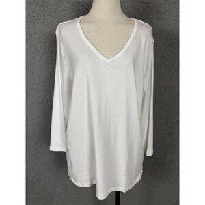 Style & Co Women's Essentials V-Neck Long Sleeve Top White Size Extra Large NWTs